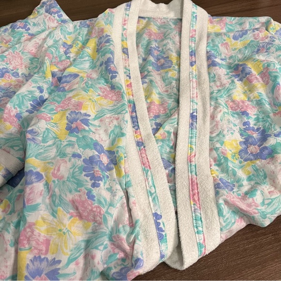 Vintage Retro 80s Floral Wrapper Robe - Picture 3 of 6